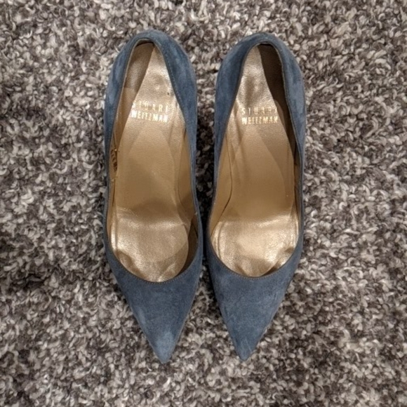 Stuart Weitzman suede stiletto heels, size 6, denim blue - Picture 2 of 6